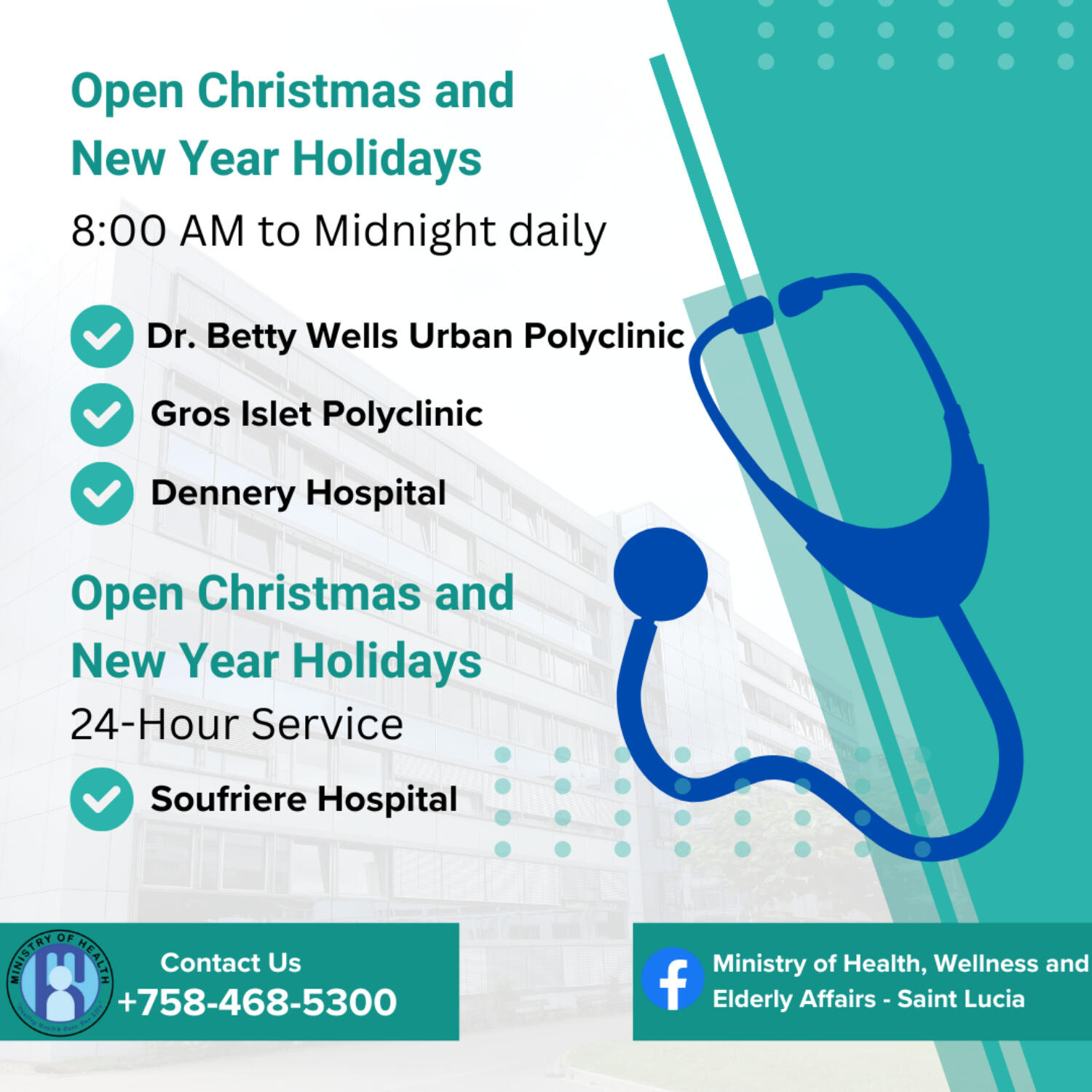 Ministry of Health Announces Operating Hours for Community Wellness Centres, Polyclinics and District Hospitals during the Holiday Season episode artwork