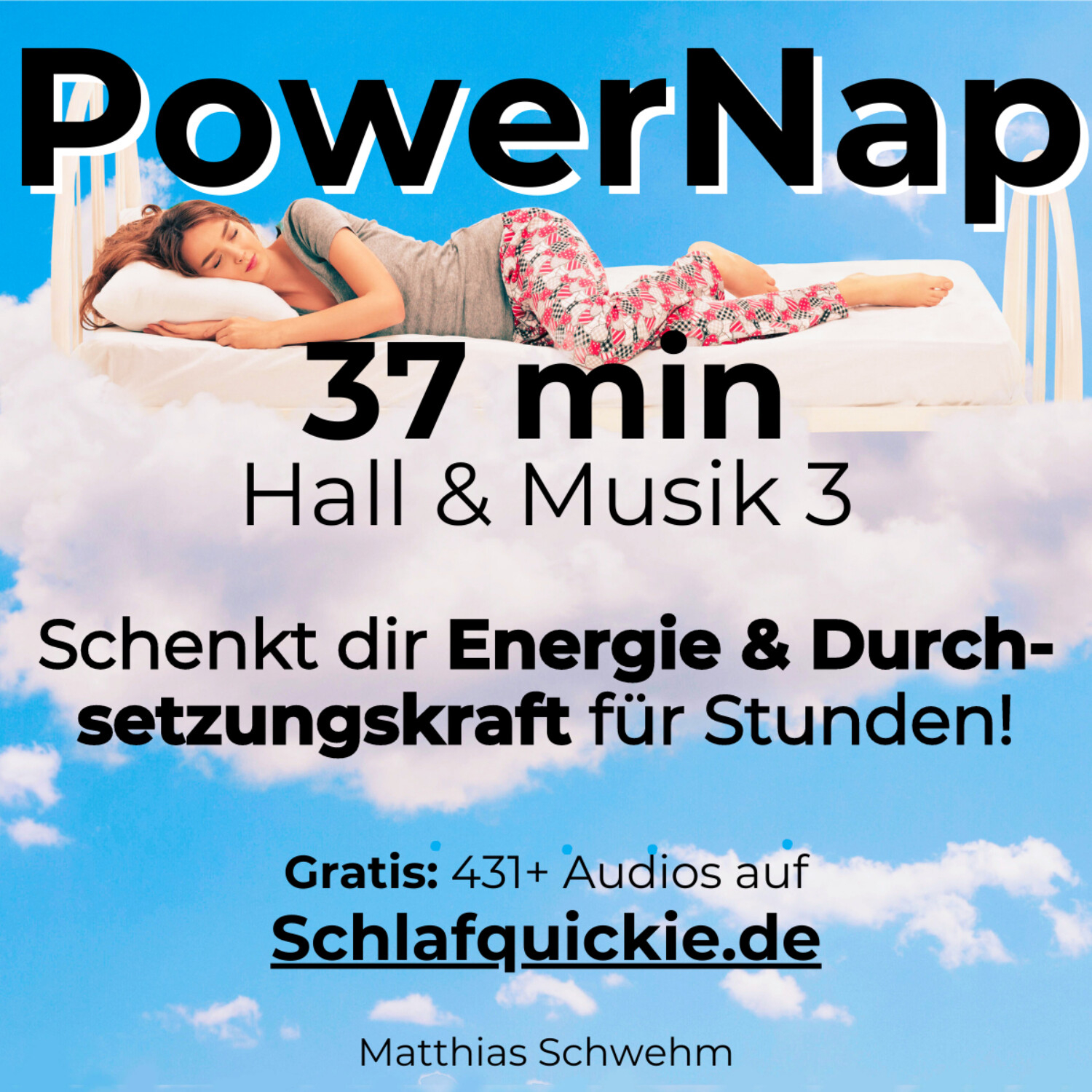 Power Nap 37 min Hall & Musik 3 📢 HypnoKing® NSDR✅ Schlafquickie, Mittagsschlaf Meditation