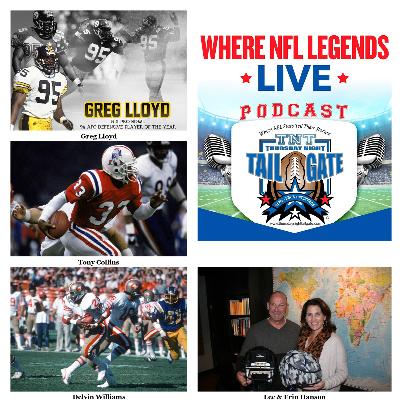 NFL Football: Leonard Marshall, Tony Collins, Mike Pritchard, Mark Collins,  & Vance McDonald Join Us - NFL: Thursday Night Tailgate - Podcast.co