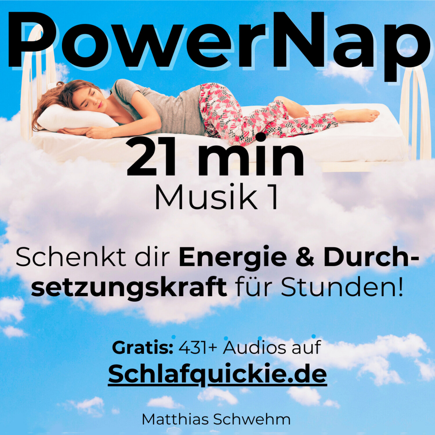 Power Nap 21 min & Musik 1 📢 HypnoKing® NSDR✅ Schlafquickie Mittagsschlaf Meditation Hypnose