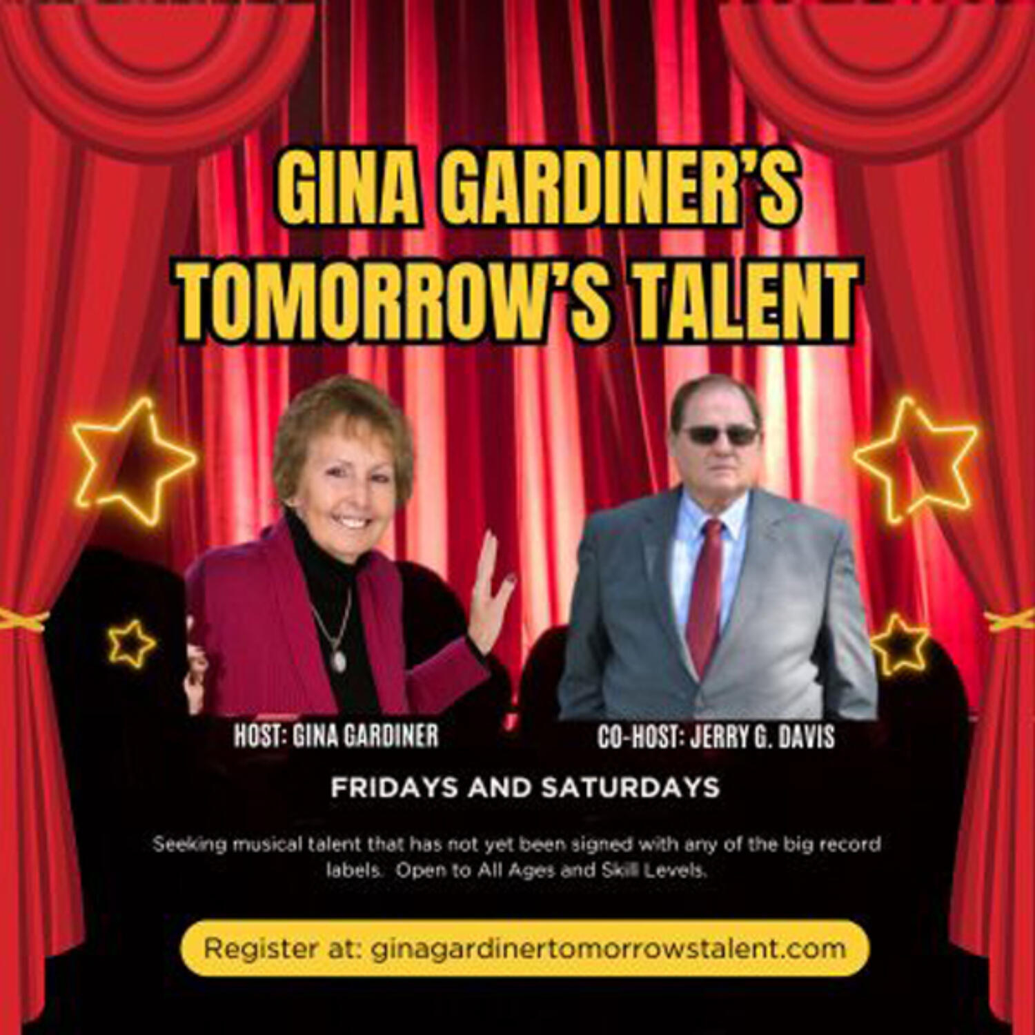 Gina Gardiner Tomorrows Talent with Presley Puig and Jerry G. Davis